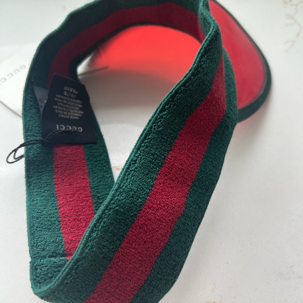 NWT Gucci Green and Red Striped Visor - Picture 6 of 10